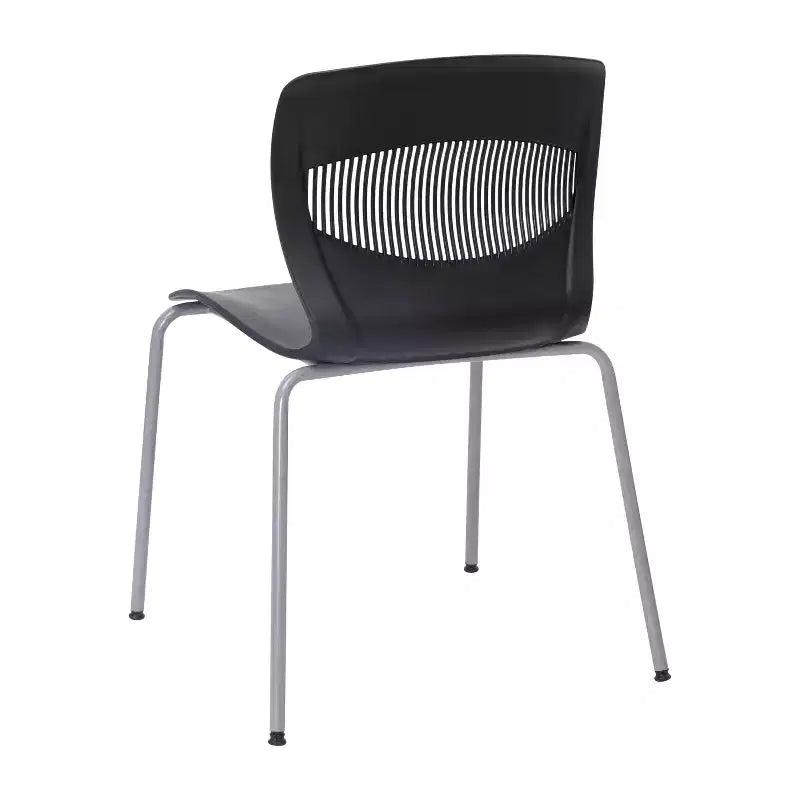 Emma and Oliver Heavy Duty 770 lb. Capacity Ergonomic Polypropylene Stack Chair with Lumbar Support and Steel Frame
