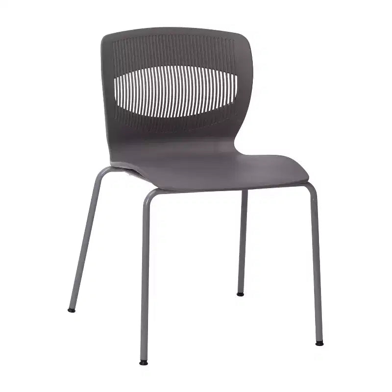 Emma and Oliver Heavy Duty 770 lb. Capacity Ergonomic Polypropylene Stack Chair with Lumbar Support and Steel Frame