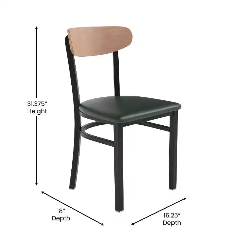 Emma and Oliver Industrial Dining Chair with Rolled Steel Frame and Solid Wood Seat - 500 lbs. Static Weight Capacity