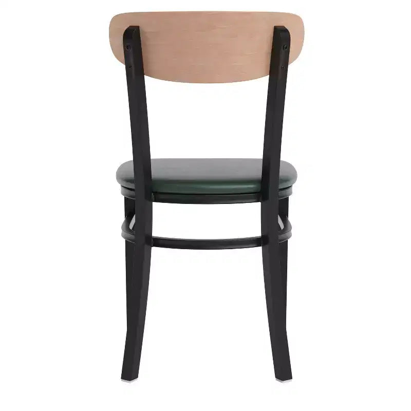 Emma and Oliver Industrial Dining Chair with Rolled Steel Frame and Solid Wood Seat - 500 lbs. Static Weight Capacity