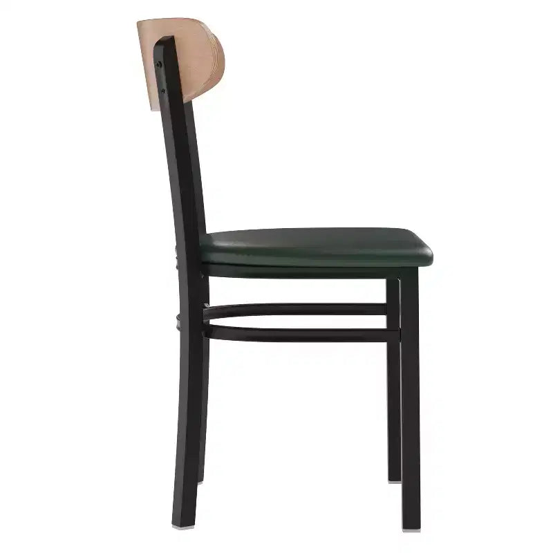 Emma and Oliver Industrial Dining Chair with Rolled Steel Frame and Solid Wood Seat - 500 lbs. Static Weight Capacity