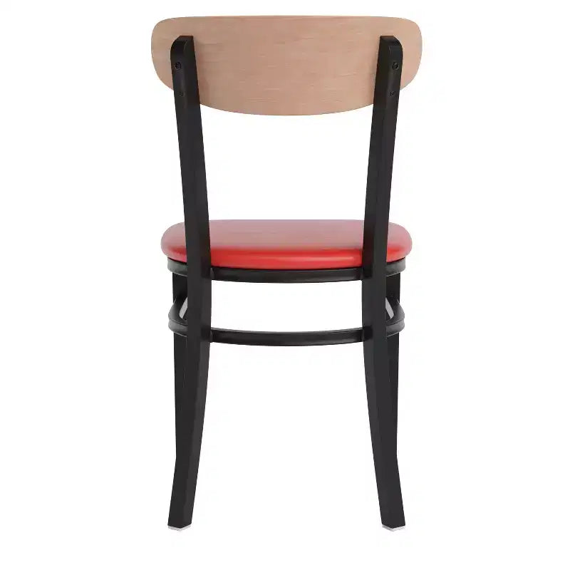 Emma and Oliver Industrial Dining Chair with Rolled Steel Frame and Solid Wood Seat - 500 lbs. Static Weight Capacity