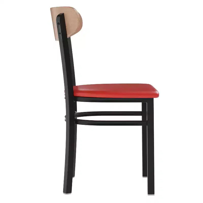 Emma and Oliver Industrial Dining Chair with Rolled Steel Frame and Solid Wood Seat - 500 lbs. Static Weight Capacity