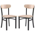 Emma and Oliver Industrial Dining Chair with Rolled Steel Frame and Solid Wood Seat - 500 lbs. Static Weight Capacity