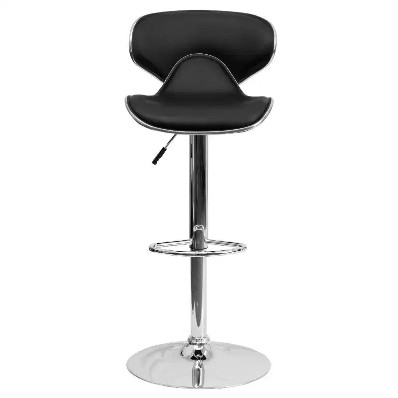 Emma and Oliver 2 Pack Contemporary Cozy Mid-Back Vinyl Adjustable Height Barstool with Chrome Base