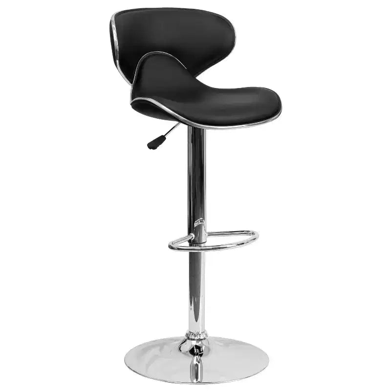 Emma and Oliver 2 Pack Contemporary Cozy Mid-Back Vinyl Adjustable Height Barstool with Chrome Base