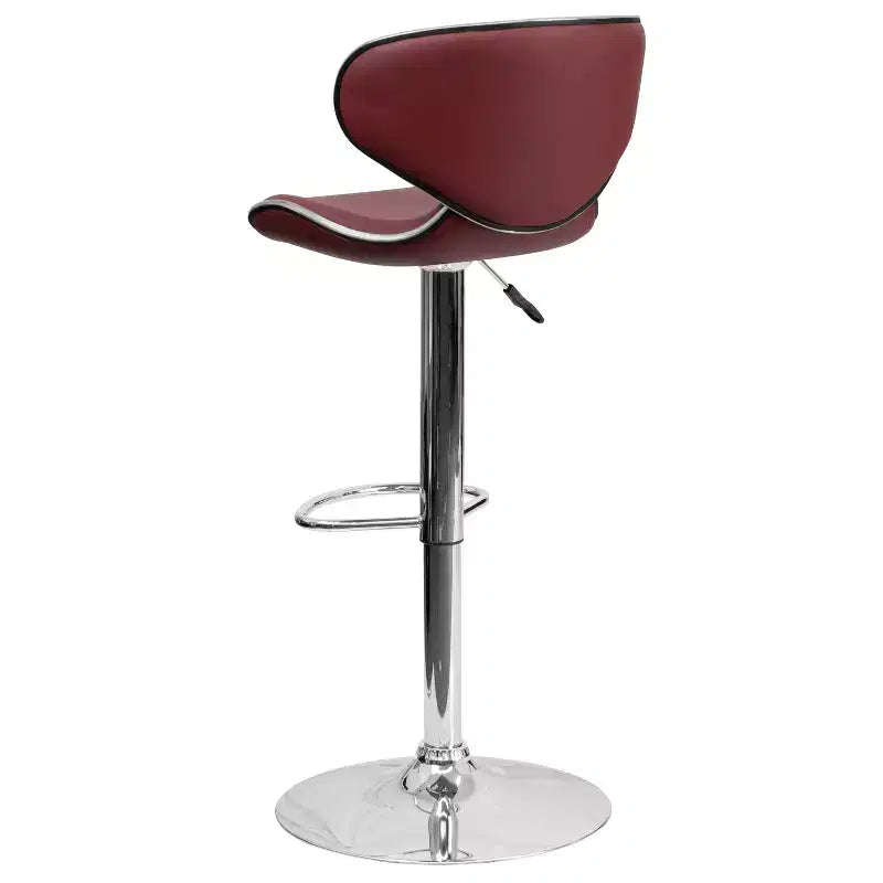 Emma and Oliver 2 Pack Contemporary Cozy Mid-Back Vinyl Adjustable Height Barstool with Chrome Base