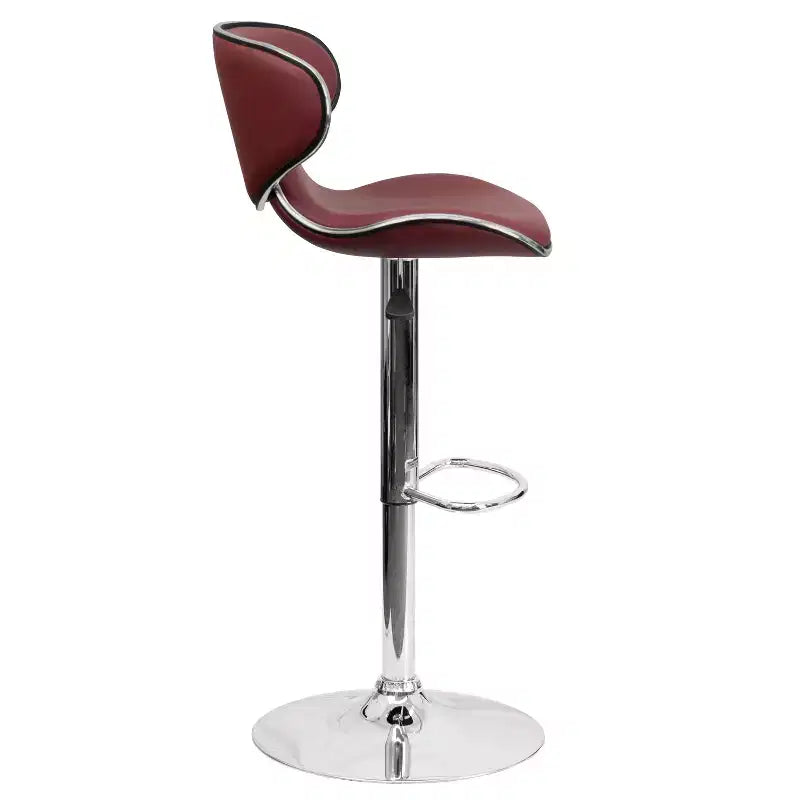 Emma and Oliver 2 Pack Contemporary Cozy Mid-Back Vinyl Adjustable Height Barstool with Chrome Base