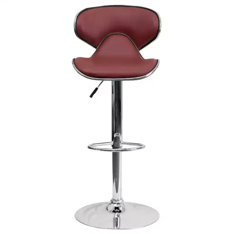 Emma and Oliver 2 Pack Contemporary Cozy Mid-Back Vinyl Adjustable Height Barstool with Chrome Base