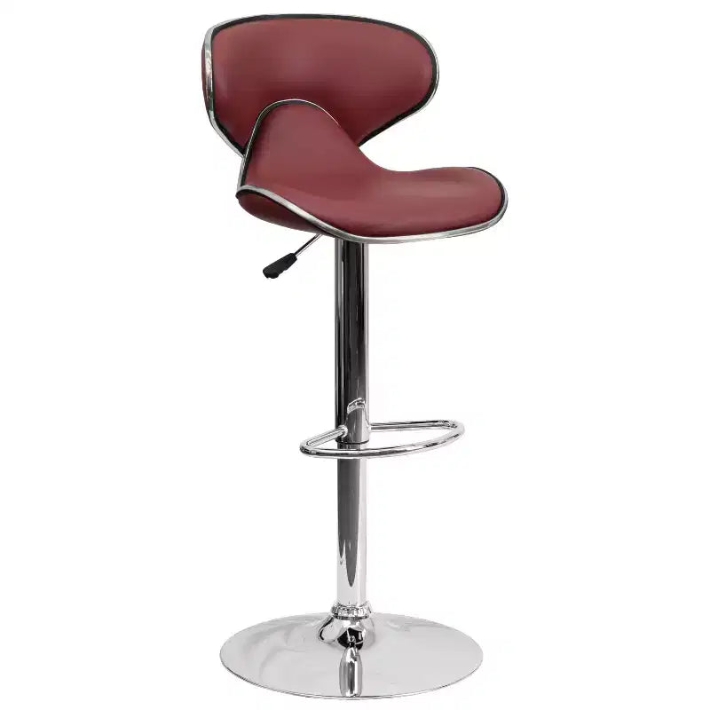 Emma and Oliver 2 Pack Contemporary Cozy Mid-Back Vinyl Adjustable Height Barstool with Chrome Base
