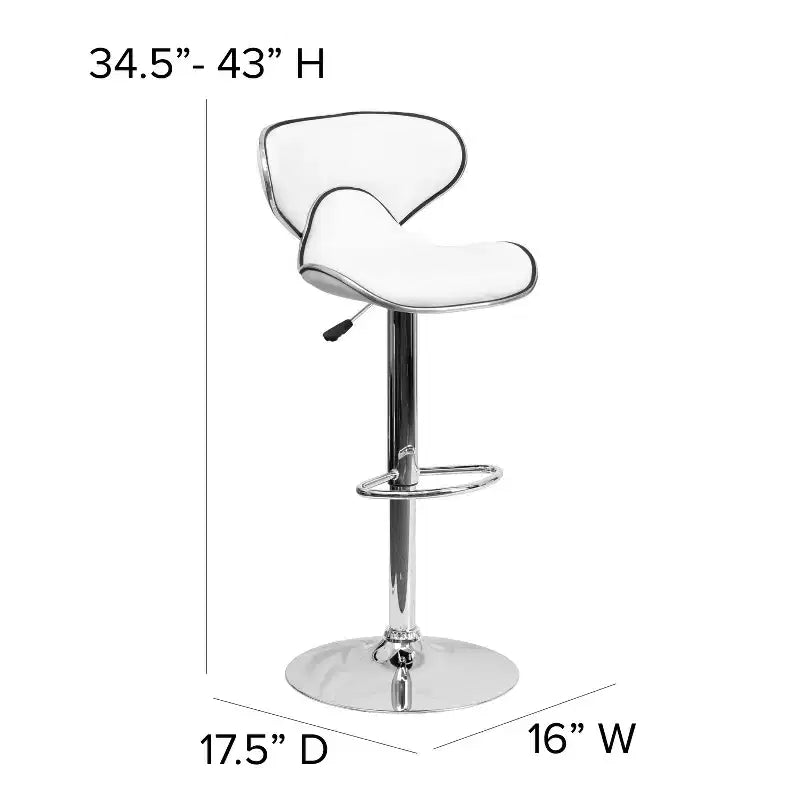 Emma and Oliver 2 Pack Contemporary Cozy Mid-Back Vinyl Adjustable Height Barstool with Chrome Base