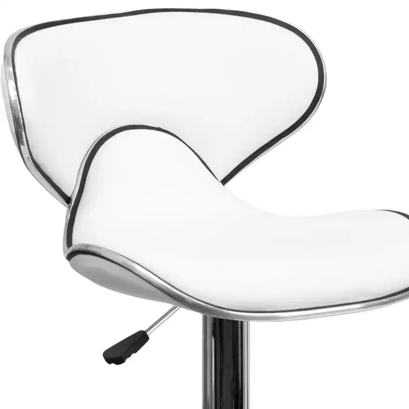 Emma and Oliver 2 Pack Contemporary Cozy Mid-Back Vinyl Adjustable Height Barstool with Chrome Base