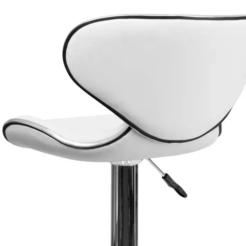 Emma and Oliver 2 Pack Contemporary Cozy Mid-Back Vinyl Adjustable Height Barstool with Chrome Base