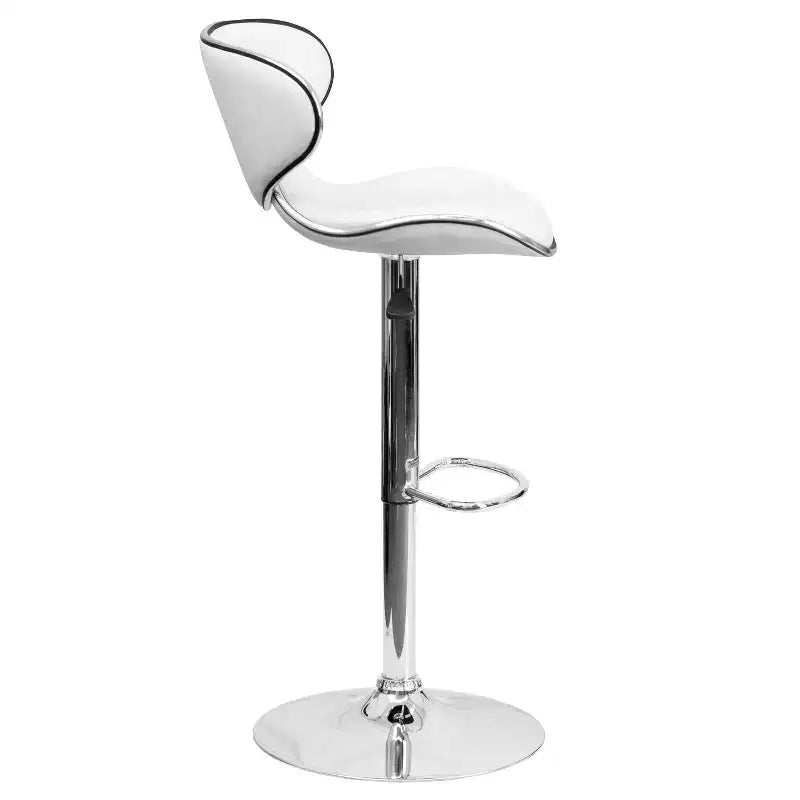Emma and Oliver 2 Pack Contemporary Cozy Mid-Back Vinyl Adjustable Height Barstool with Chrome Base