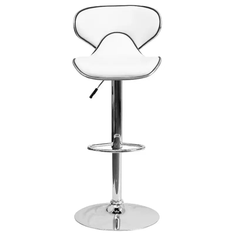 Emma and Oliver 2 Pack Contemporary Cozy Mid-Back Vinyl Adjustable Height Barstool with Chrome Base