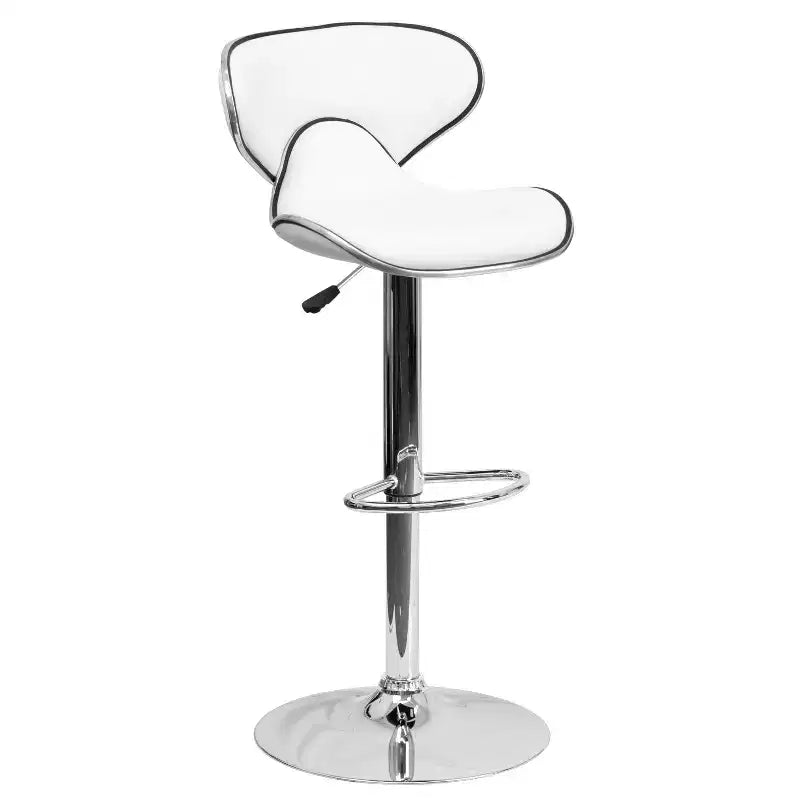 Emma and Oliver 2 Pack Contemporary Cozy Mid-Back Vinyl Adjustable Height Barstool with Chrome Base