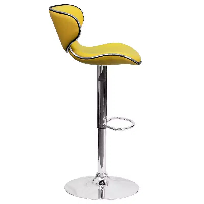 Emma and Oliver 2 Pack Contemporary Cozy Mid-Back Vinyl Adjustable Height Barstool with Chrome Base