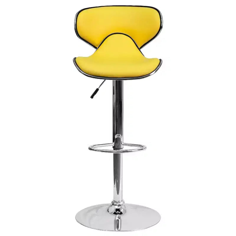Emma and Oliver 2 Pack Contemporary Cozy Mid-Back Vinyl Adjustable Height Barstool with Chrome Base