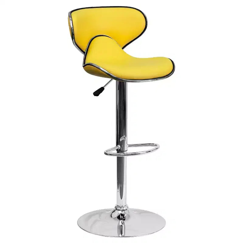 Emma and Oliver 2 Pack Contemporary Cozy Mid-Back Vinyl Adjustable Height Barstool with Chrome Base