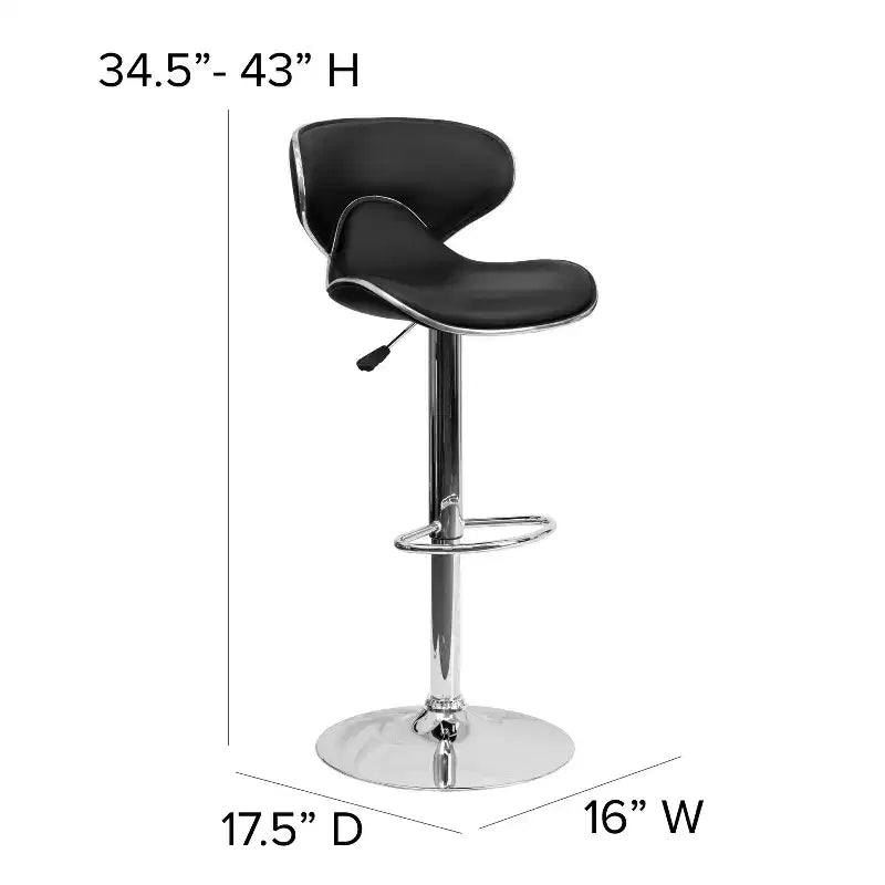 Emma and Oliver 2 Pack Contemporary Cozy Mid-Back Vinyl Adjustable Height Barstool with Chrome Base