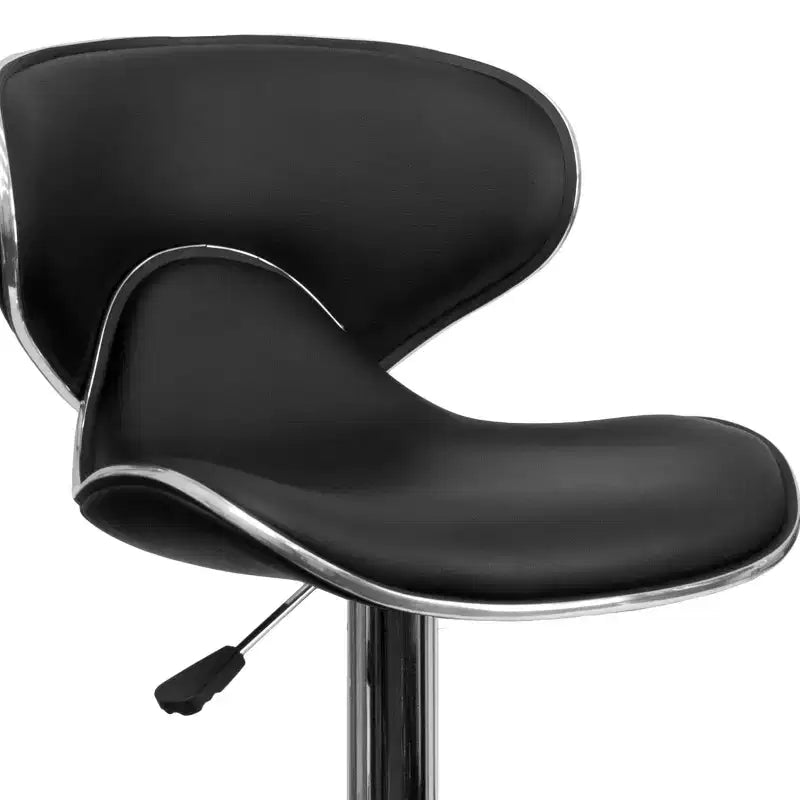 Emma and Oliver 2 Pack Contemporary Cozy Mid-Back Vinyl Adjustable Height Barstool with Chrome Base