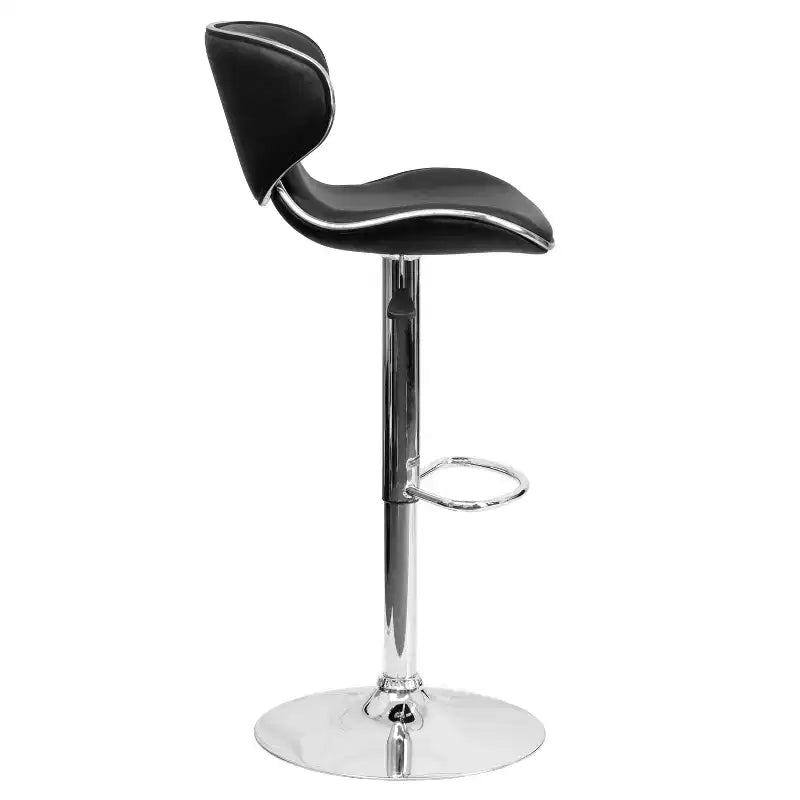 Emma and Oliver 2 Pack Contemporary Cozy Mid-Back Vinyl Adjustable Height Barstool with Chrome Base