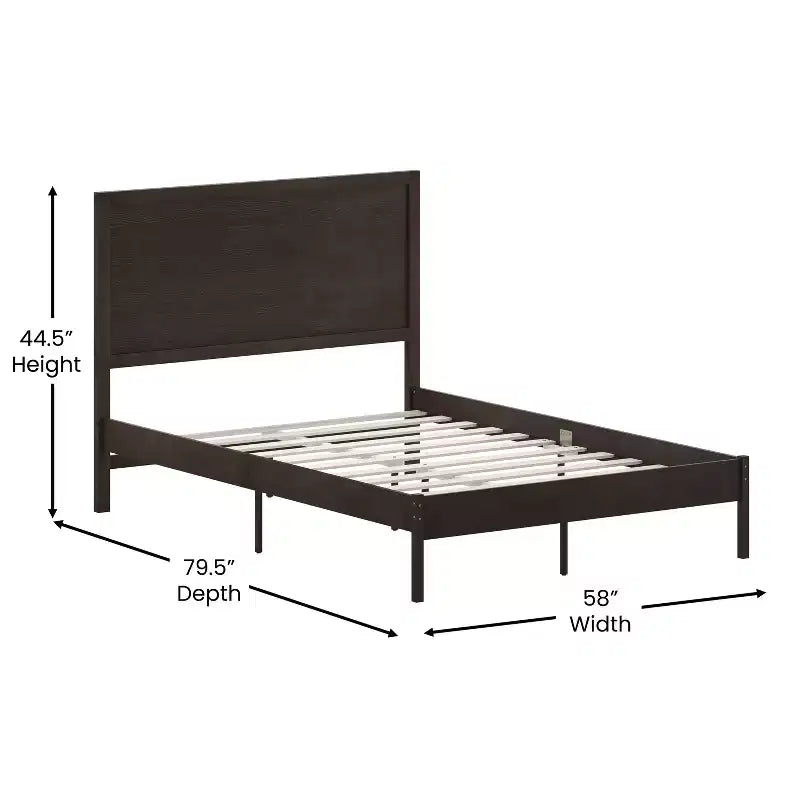 Emma and Oliver Classic Wooden Platform Bed with Headboard