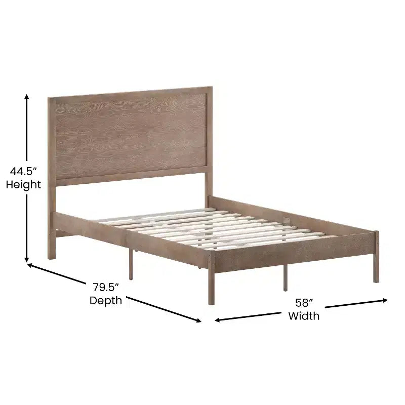 Emma and Oliver Classic Wooden Platform Bed with Headboard