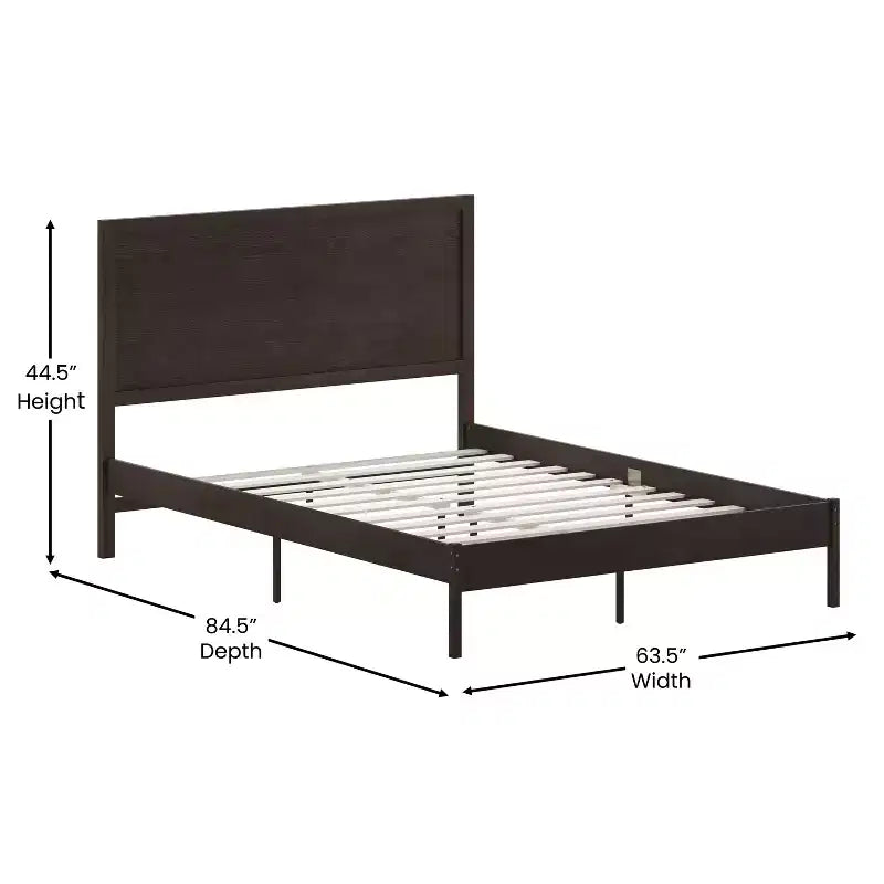 Emma and Oliver Classic Wooden Platform Bed with Headboard