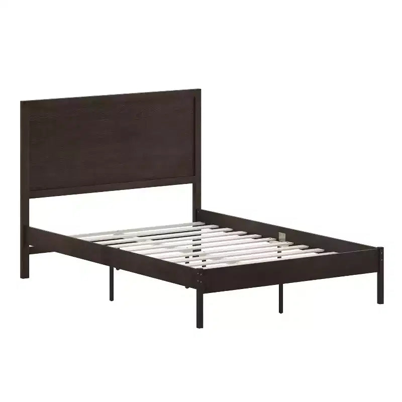 Emma and Oliver Classic Wooden Platform Bed with Headboard