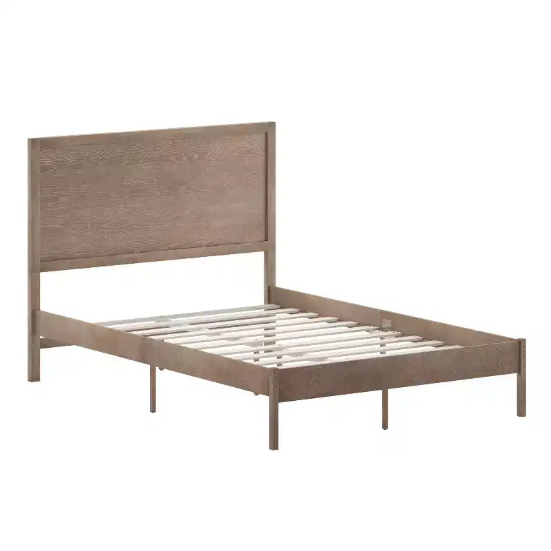 Emma and Oliver Classic Wooden Platform Bed with Headboard