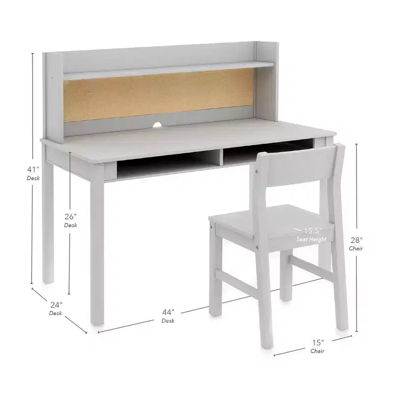 Martha Stewart Kids' Desk with Hutch and Chair Set - Kids Desk with Storage Shelf and Corkboard, Kids Bedroom Crafting Table for Boys and Girls