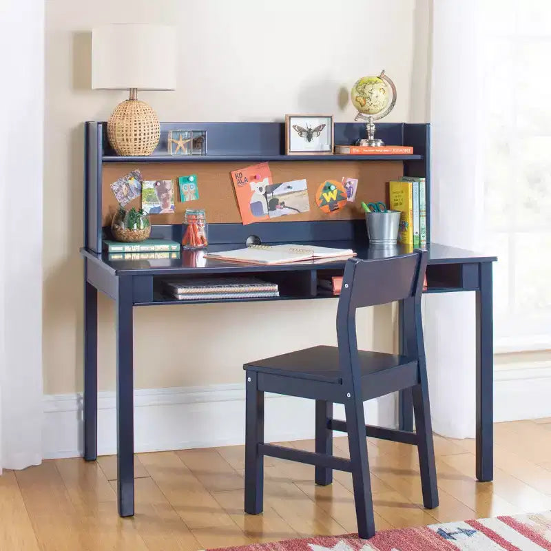 Martha Stewart Kids' Desk with Hutch and Chair Set - Kids Desk with Storage Shelf and Corkboard, Kids Bedroom Crafting Table for Boys and Girls