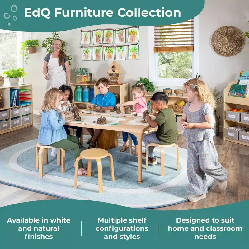 Guidecraft EdQ Reading Nook: Wooden Kids' Furniture for Book Storage with Bins and Cushioned Seat, Reading Bench Bookshelf