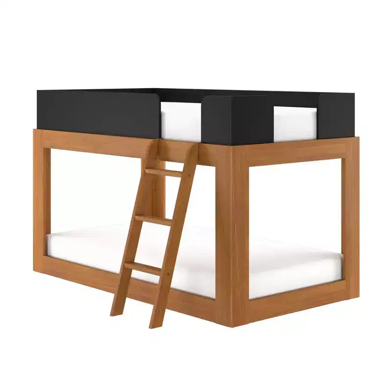 Max & Lily Solid Wood Bunk Bed, Mid-Century Modern Twin over Twin Bunk Beds for Kids