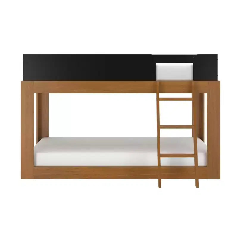 Max & Lily Solid Wood Bunk Bed, Mid-Century Modern Twin over Twin Bunk Beds for Kids
