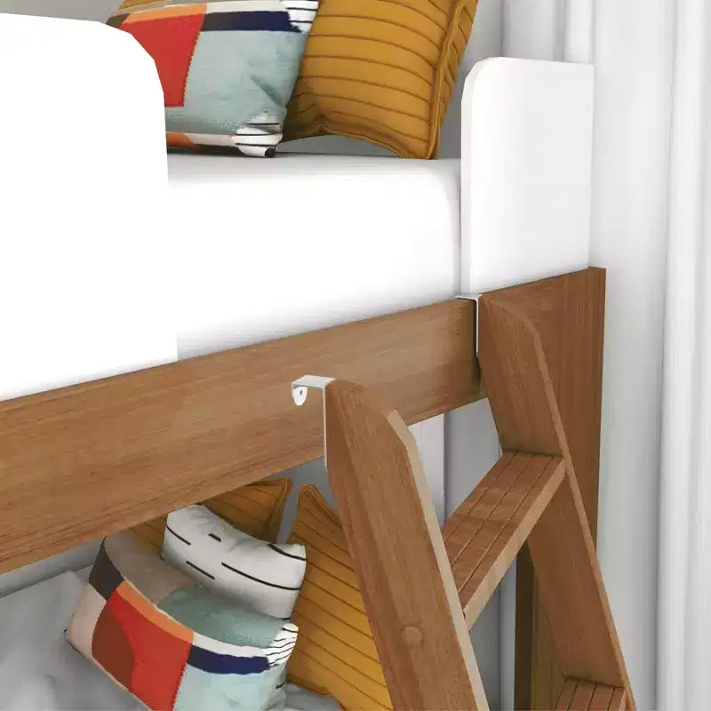Max & Lily Solid Wood Bunk Bed, Mid-Century Modern Twin over Twin Bunk Beds for Kids