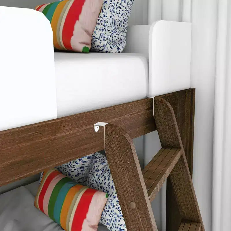 Max & Lily Solid Wood Bunk Bed, Mid-Century Modern Twin over Twin Bunk Beds for Kids