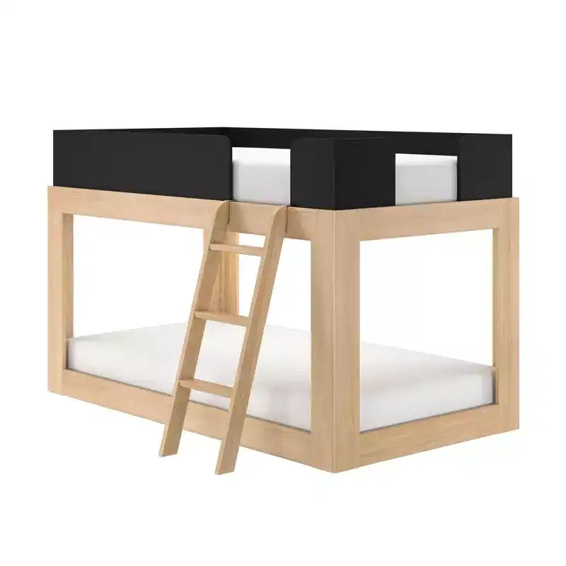 Max & Lily Solid Wood Bunk Bed, Mid-Century Modern Twin over Twin Bunk Beds for Kids