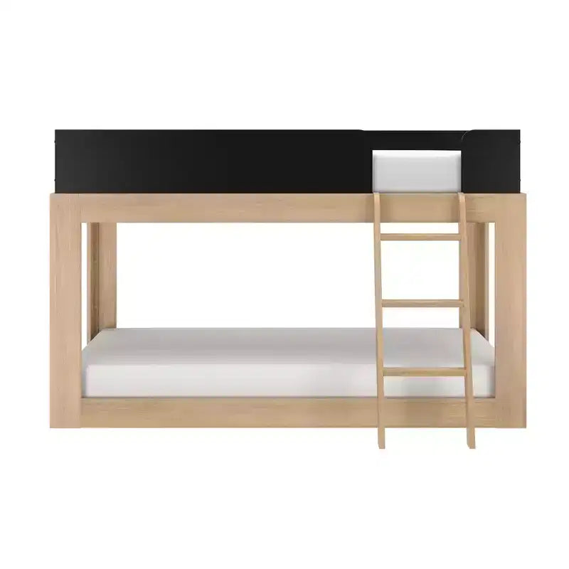 Max & Lily Solid Wood Bunk Bed, Mid-Century Modern Twin over Twin Bunk Beds for Kids