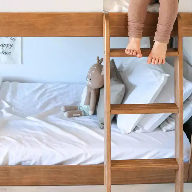 Max & Lily Solid Wood Bunk Bed, Mid-Century Modern Twin over Twin Bunk Beds for Kids