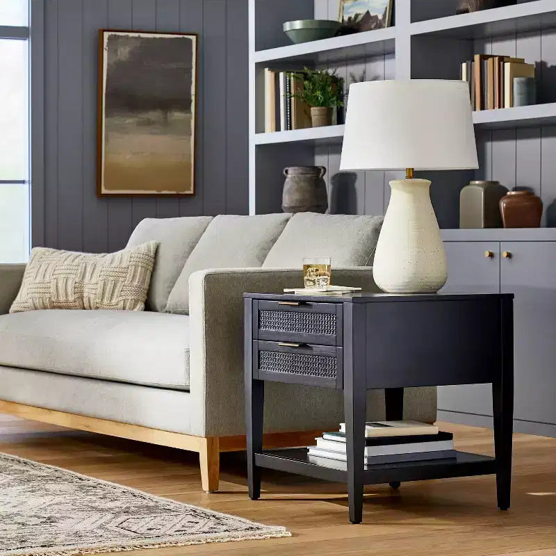 East Bluff 2 drawers Woven Accent Table Black - Threshold designed with Studio McGee