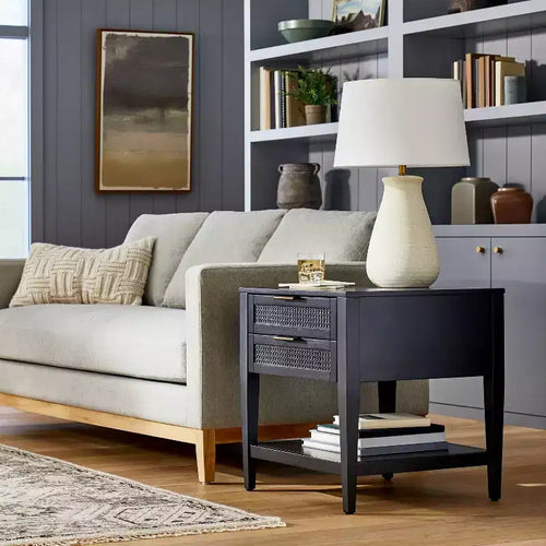 East Bluff 2 drawers Woven Accent Table Black - Threshold designed with Studio McGee