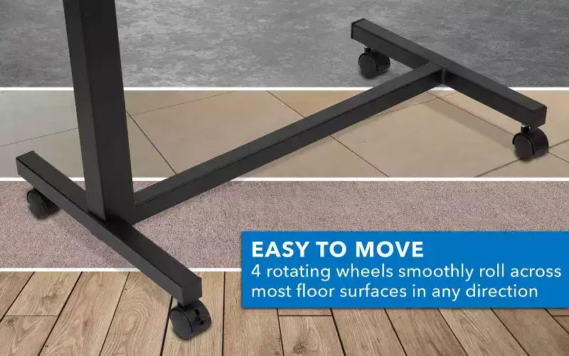 Mount-It! Height Adjustable Rolling Over Bed Table - Black