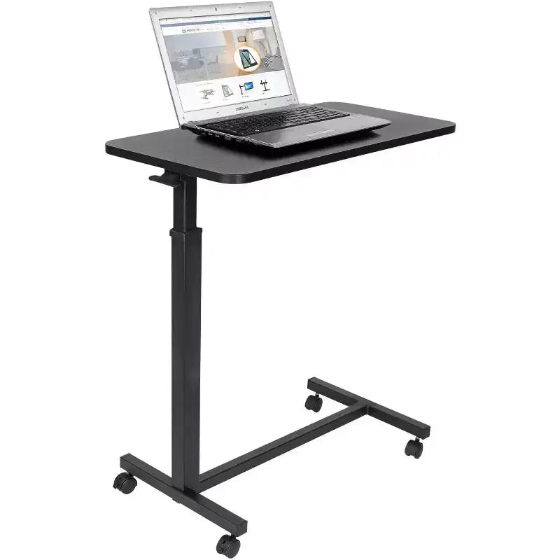 Mount-It! Height Adjustable Rolling Over Bed Table - Black