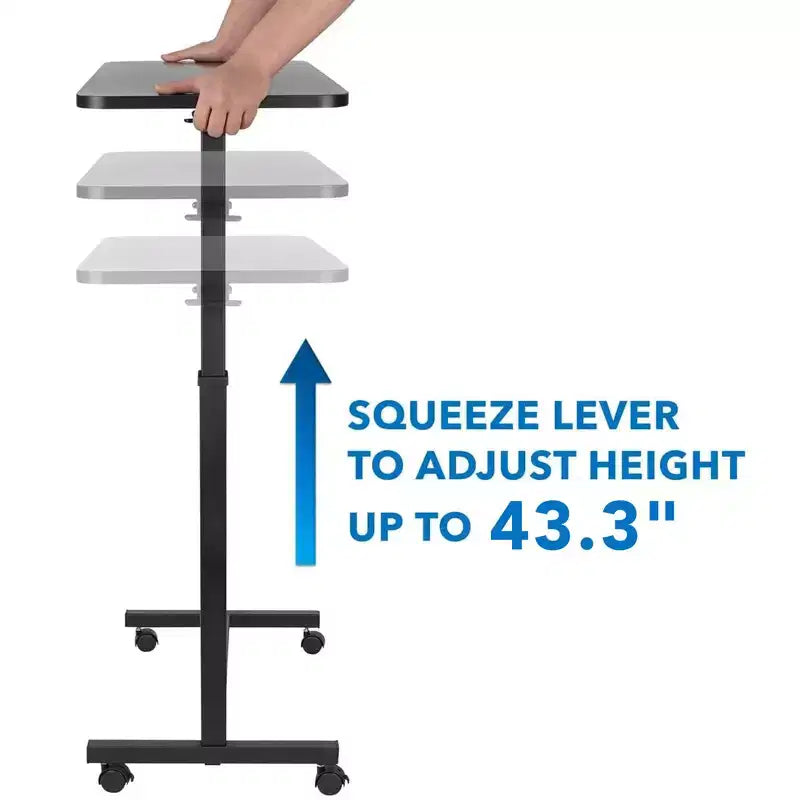 Mount-It! Height Adjustable Rolling Over Bed Table - Black