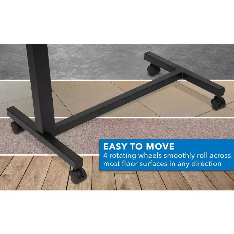 Mount-It! Height Adjustable Rolling Over Bed Table - Black